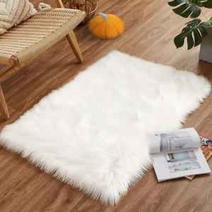 Goolela Kunstfell Teppich Überwurf klein weiß 2' x 3' (rechteckig), - Bild 1 von 7