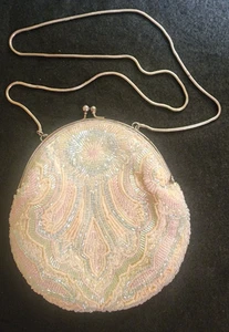 Great Vintage Beautiful Wahlborg Hong Kong Pastel Color Bead Purse 1920's Clean - Picture 1 of 9