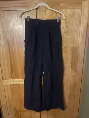 Pantalones para mujer Sigrid Olsen 100 % lino azul marino cintura elástica pierna ancha XS USADOS EN EXCELENTE ESTADO Foto 1 de 4