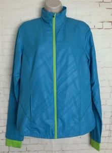 C9 Champion Womens Blue Neon Green Trim Full Zip Lightweight Collared Jacket M - Picture 1 of 4