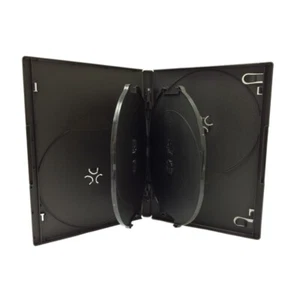 5 Estándar 14mm Multi Sujeción 6 Discos Seis CD DVD Estuche Negro Caja de Películas 2 Bandejas - Imagen 1 de 7