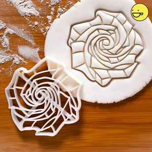 Origami Rose cookie cutter | art roses floral flower garden tea party biscuit - Picture 1 of 4