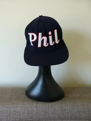 Tapas Unisex Azul Marino Blanco Estampado “Phil” Mezcla de Lana Snapback Talla Única Gorra de Béisbol Foto 1 de 4