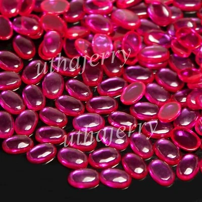 Natural Eye Clean 6x4 MM Oval Cab Myanmar Red Ruby Loose Gemstone 1000 Pcs Lot - Image 1 of 4