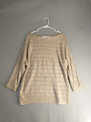 Suéter tejido cuello barco manga 3/4 marrón mediano New York Company para mujer Foto 1 de 4