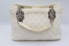 Russell & Bromley Quilted White Leather Shoulder Bag, With Chain Strap