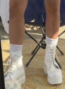 Forever 21 Vinyl Combat Boots in White size 9 - Picture 1 of 9