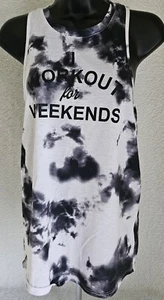 SO Womens Shirt Top Blouse Size M Medium White Black I Workout For Weekends - Picture 1 of 24