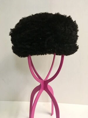 Sombrero Pastillero Vintage Mediados de 1960 Negro Flecos Tela Organza Damas Grande Foto 1 de 4