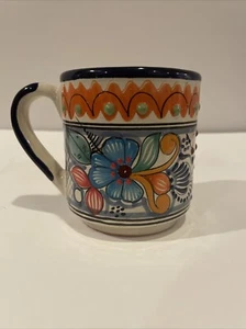 Talavera Mexican Pottery Coffee Mug Tea Cup Hand Painted Flowers La Hacienda - Imagen 1 de 12
