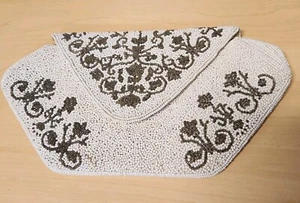 Vintage 1930's Beaded Small Evening Bag White Silver Off-White Seed Beads - Picture 1 of 7