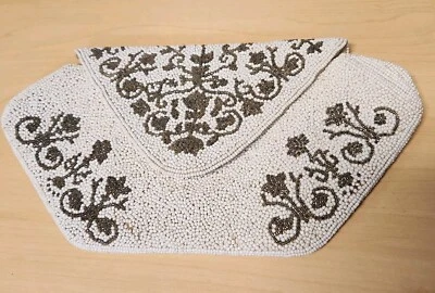 Vintage 1930's Beaded Small Evening Bag White Silver Off-White Seed Beads - Image 1 of 4