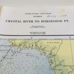 1975 NOAA Chart #11408 Florida Crystal River To Horseshoe PT. (9) - Picture 1 of 4