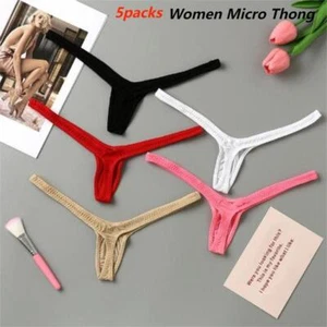 1-5PCS Womens mini G String Micro Thong Sexy Underwear Erotic Knickers Panties - Picture 1 of 34