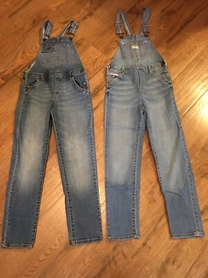 Oshkosh Girls Size 10 Black Bib Overalls~Lot of 2 Pairs~Blue Jean~VGC - Image 1 of 4