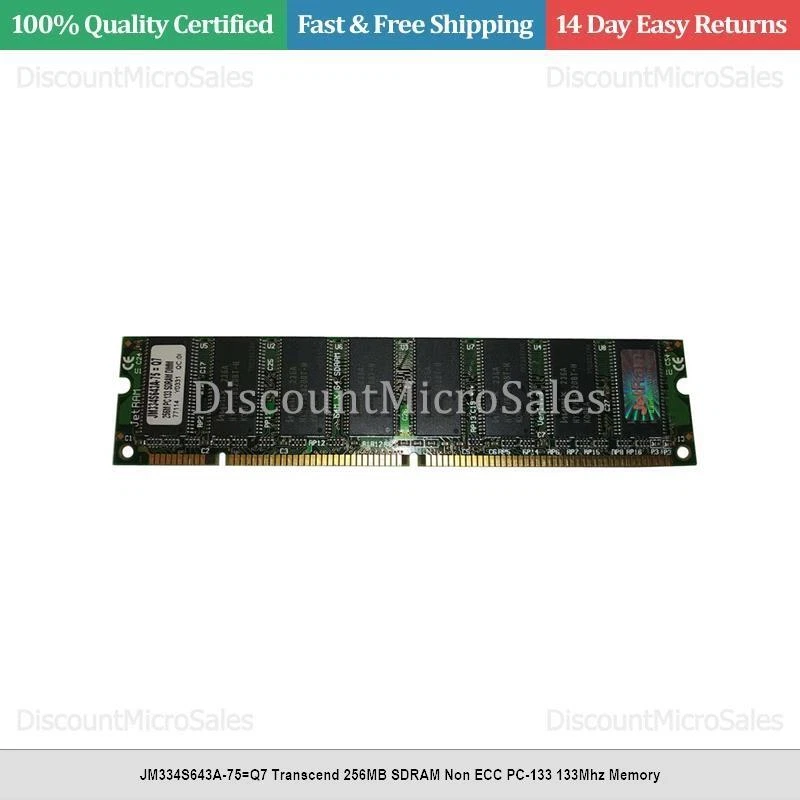 JM334S643A-75=Q7 Transcend 256MB SDRAM Non ECC PC-133 133Mhz Memory - Image 1 of 1