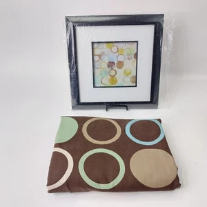 @Home Target Circle Around Brown Tan Blue Ivory Sage Green Fabric Shower Curtain - Picture 1 of 8
