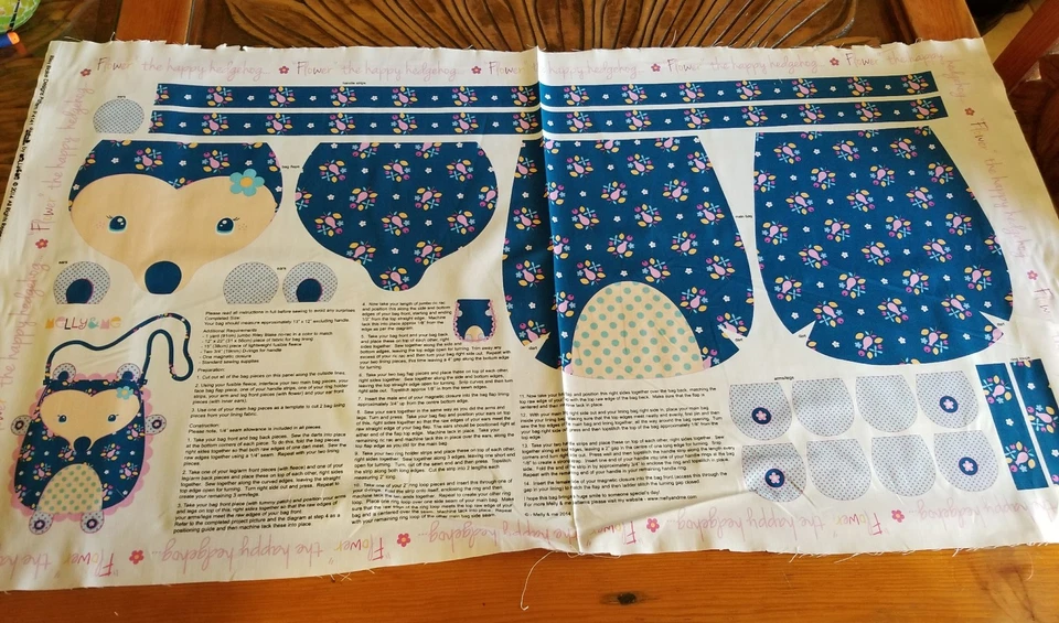 Bolso de Mano The Happy Hedgehog Flor Azul Panel Riley Blake Designs Melly & Me Foto 1 de 4