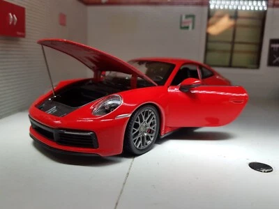 Porsche 911 Carrera 4S 992 Red Detailed Welly 1:24 Diecast Scale Model Car - Image 1 of 4