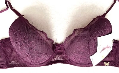 Nuevo con etiquetas Sujetador Jessica Simpson Precioso Púrpura Encaje Con Aros Talla 34B Foto 1 de 4