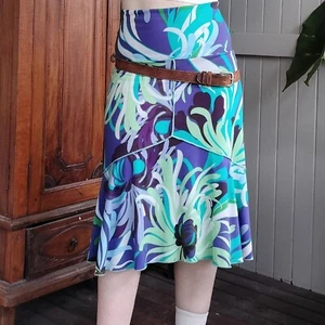 Vintage Y2K 2000s Skirt Size 14 Purple Floral Midi High Waist Pucci Print Art - Picture 1 of 9