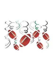 6 Pc Football Hanging Swirls Party Decorations Team Game Room Decor Spirals - Picture 1 of 2