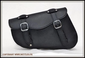 Sacoche latérale en Cuir pour cadre rigide NOIR Simple { Harley Sportster iron } - Imagen 1 de 9
