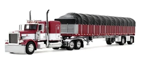 DCP Maroon/white Peterbilt 389 63"flattop covered wagon 60-2058 1/64 new in box - Picture 1 of 3