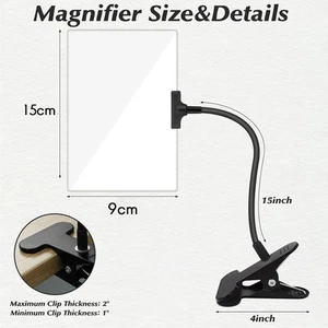5X Magnifying Glass with Clip, 6x3.5 Inch Magnifier with Clamp Adjustable3288 - Picture 1 of 7