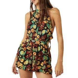 Free People Women's Coral Tides Romper Sleeveless Black Combo Size Large New - Picture 1 of 12
