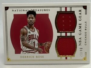 2016 NATIONAL TREASURES DERRICK ROSE GAME WORN USED JERSEY 23/49 NBA GAME GEAR - Picture 1 of 2