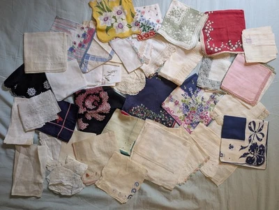 Lote de 50 Lenços Vintage Lenço Linho Lenço ALGODÃO LIMPO MUITO BOM ESTADO - Imagem 1 de 4