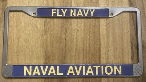 Bonito marco de matrícula de aviación naval Fly Navy azul dorado - Imagen 1 de 2