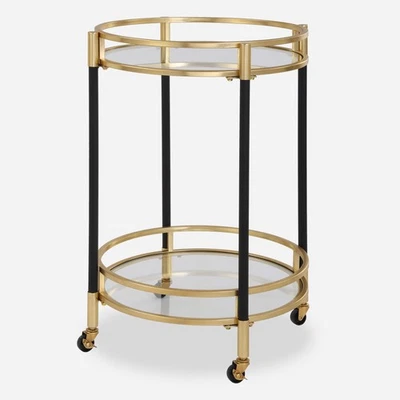 Uttermost 24198 Dolly 22"W Iron and Tempered Glass Bar Cart - Gold - Image 1 of 4