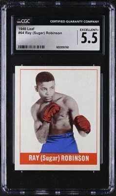 1948 LEAF KNOCK-OUT BUBBLE GUM #64 RAY ROBINSON CGC 5.5 EXCELLENT + 3490 - Image 1 of 2