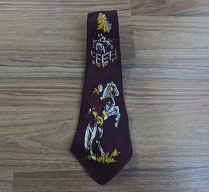 Vintage 1940s 50s Hand-Painted Tie Western Cowboy Rockabilly Necktie 45" - Picture 1 of 7