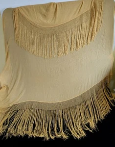 1920s Antique Silk Piano Shawl - Picture 1 of 13
