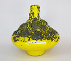 Large Retro OTTO KERAMIK Yellow and Black Fat Lava UFO Vase  from Germany #002