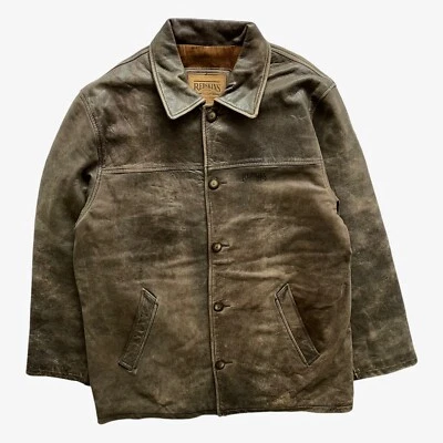Vintage 90s Men's Redskins Faded Brown Leather Jacket, Military Army Retro - Image 1 of 4