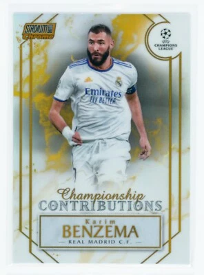 Tarjeta Karim Benzema Topps Stadium Club 2021-22 cromada dorada Real Madrid 4/50 Foto 1 de 3