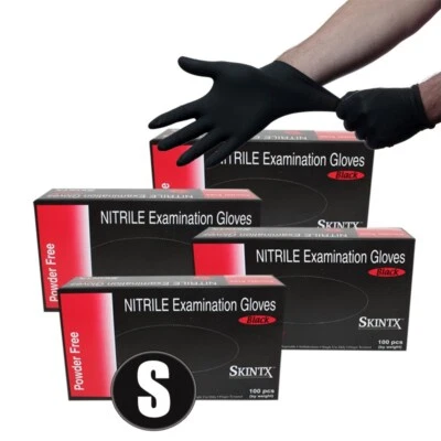 Small - 400 PCS Black Nitrile Powder Free Medical Exam Tattoos Piercing Gloves - Image 1 of 4