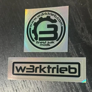 2 W3RKTRIEB Stickers Finest Sak Mods Black Silver Reflective Shiny Werktrieb - Picture 1 of 4