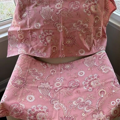 Liz Claiborne Pair Pink Paisley Floral Window Valances Rod Pocket 18x38” Preppy - Image 1 of 4