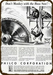 1942 PHILCO Vintage Look Replica Metal Sign - Monkey Hitler - Tojo - Mussolini - Picture 1 of 1