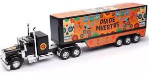 Kenworth W900 Truck Black with Dia De Muertos Graphics and Dry Van Trailer 1/32 - Picture 1 of 4