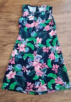Girls bright floral fitted dress 8 years Miss E-Vie summer dress holiday dress - Image 1 of 4