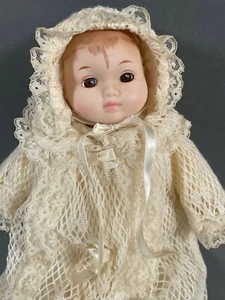 Sankyo Silvestri Porcelain Baby Doll Pull String Music Brahms Lullaby 1980 - Picture 1 of 12