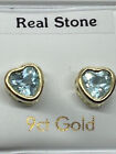 SPRING SALE 9ct Yellow Gold 5mm Topaz Heart Shaped Gemstones Stud Earrings