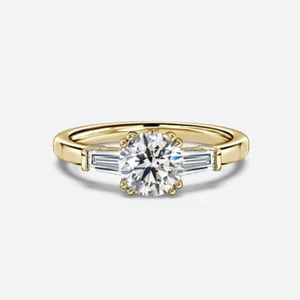 Anillo de compromiso de diamantes de corte redondo de 1,30 quilates de oro amarillo de 18 quilates cultivado en laboratorio IGI - Imagen 1 de 10