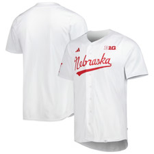 Nebraska Cornhuskers White Adidas Team Baseball Jersey Size L